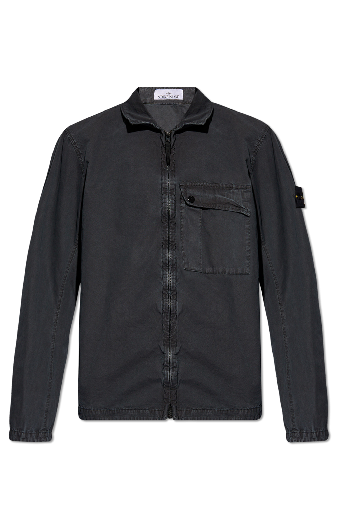 Grey Cotton shirt with logo Stone Island Vitkac GB